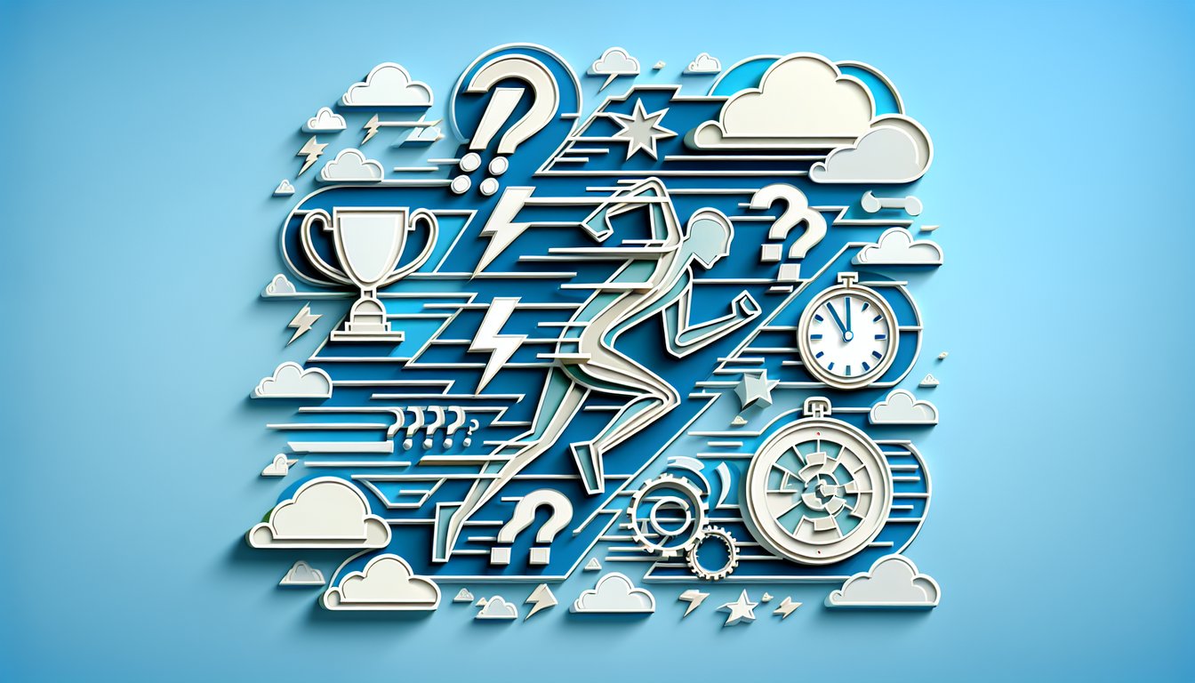 Paper art illustration for Flash quiz with TV show trivia and comic lore on sky blue background.
