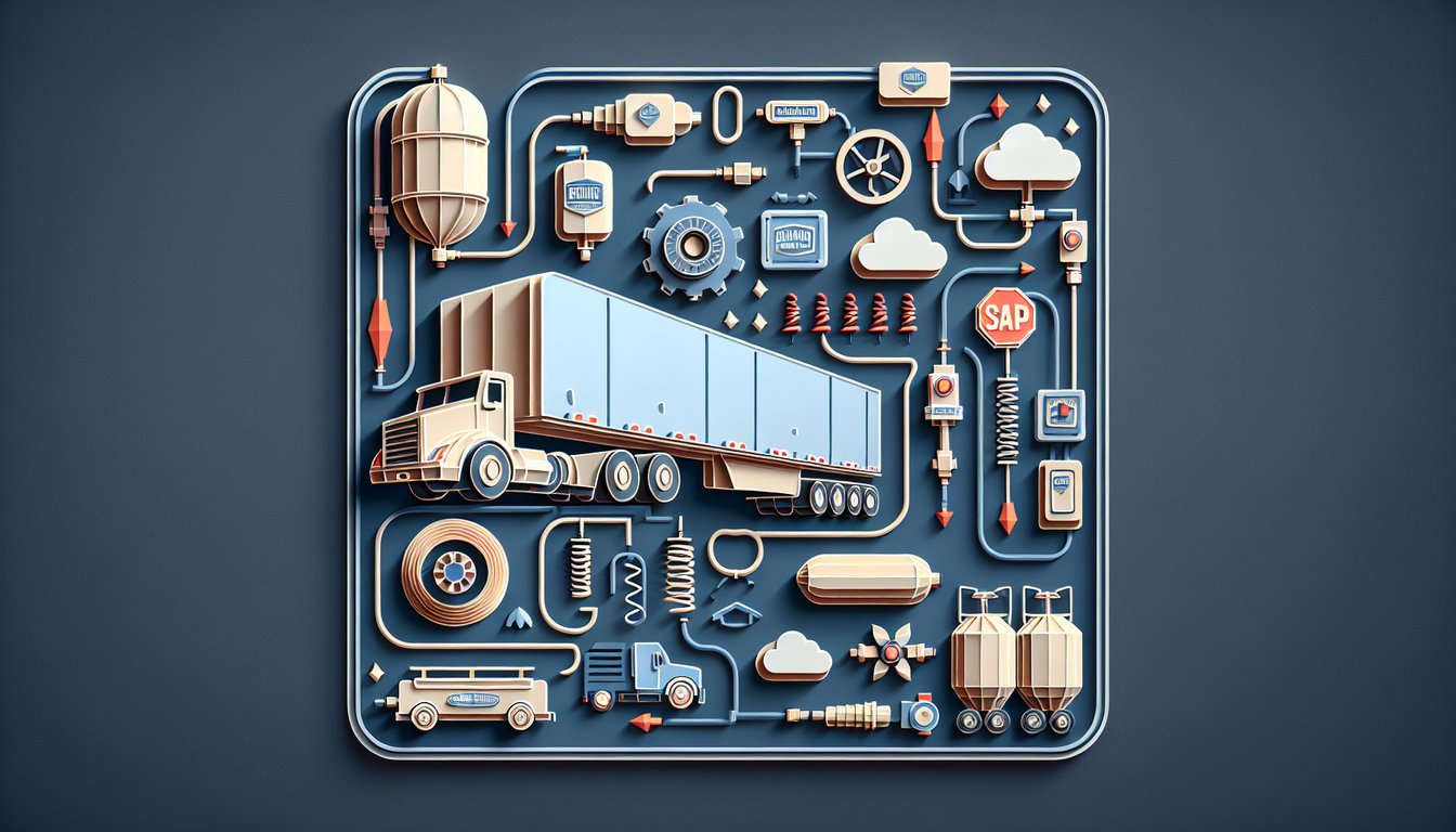 Paper art illustration showing Free CDL Air Brakes quiz banner with trailer tanks valves gauges on dark blue background