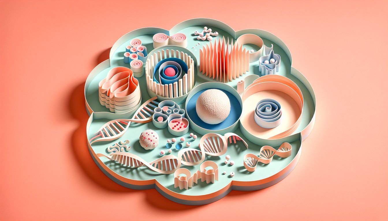 paper art cells illustrating cell cycle stages dna replication cytokinesis on coral background for free cyclins quiz