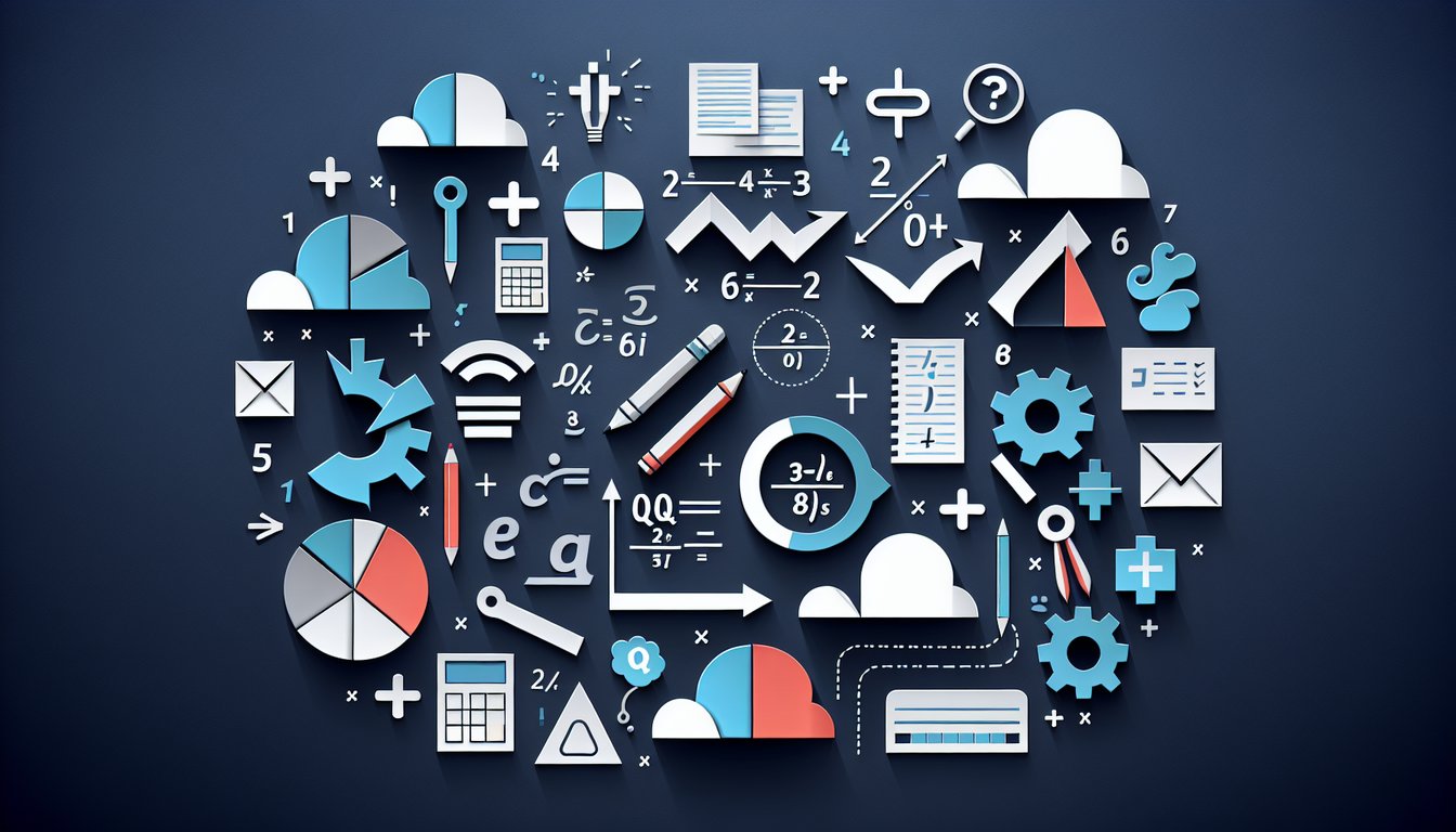 Paper art promoting Equations Made Easy, a math trivia quiz for middle and high school students.