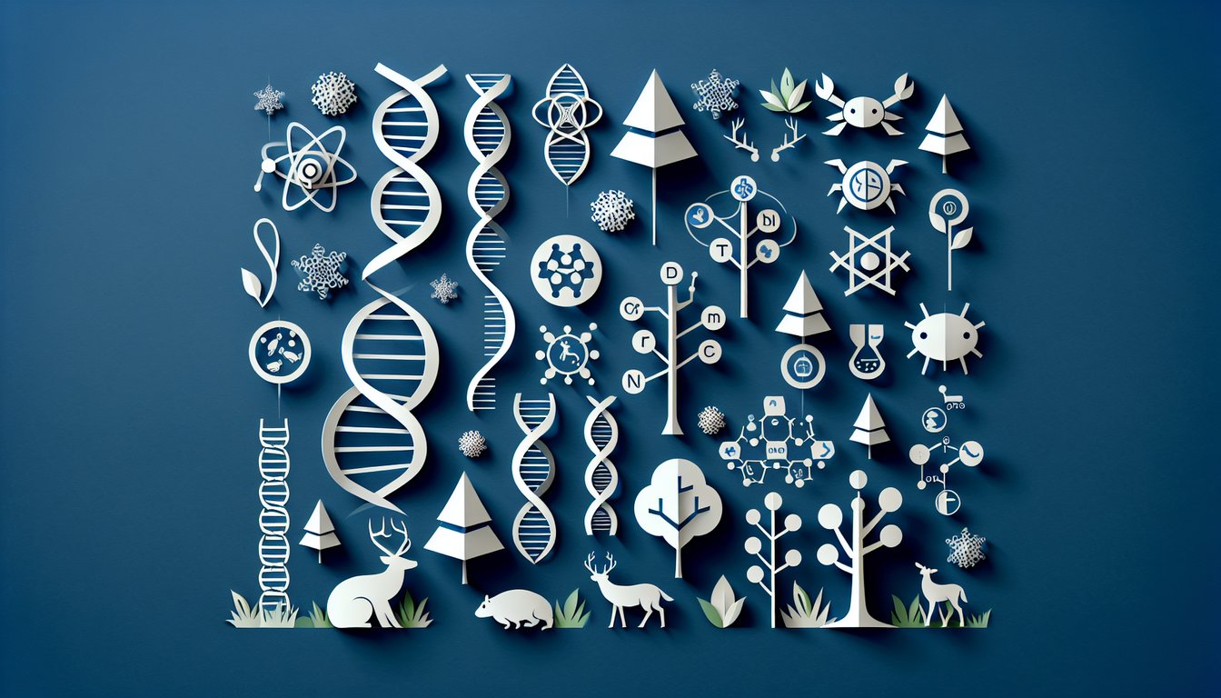 Colorful paper art promoting Variation Sparks Evolution trivia quiz for biology students.