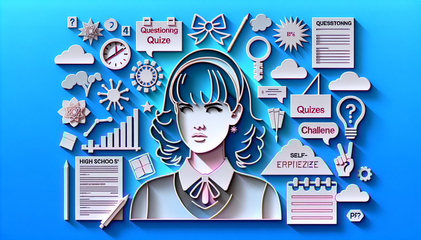 Paper art illustration for Amanda Setton trivia quiz with Gossip Girl theme on sky blue background