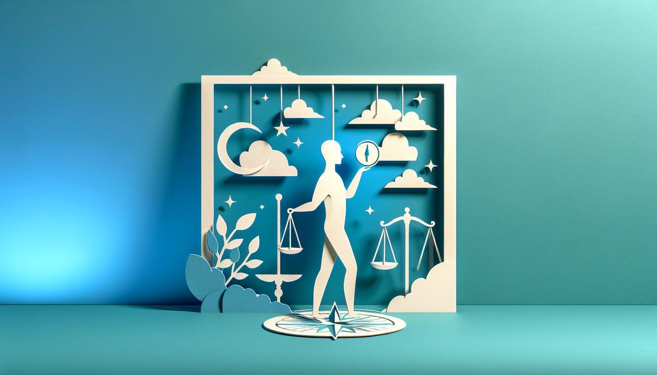 Paper art illustration for self-centered quiz on a teal background