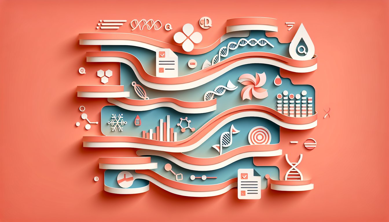 Paper art illustration for multifactorial inheritance disorders quiz on coral background