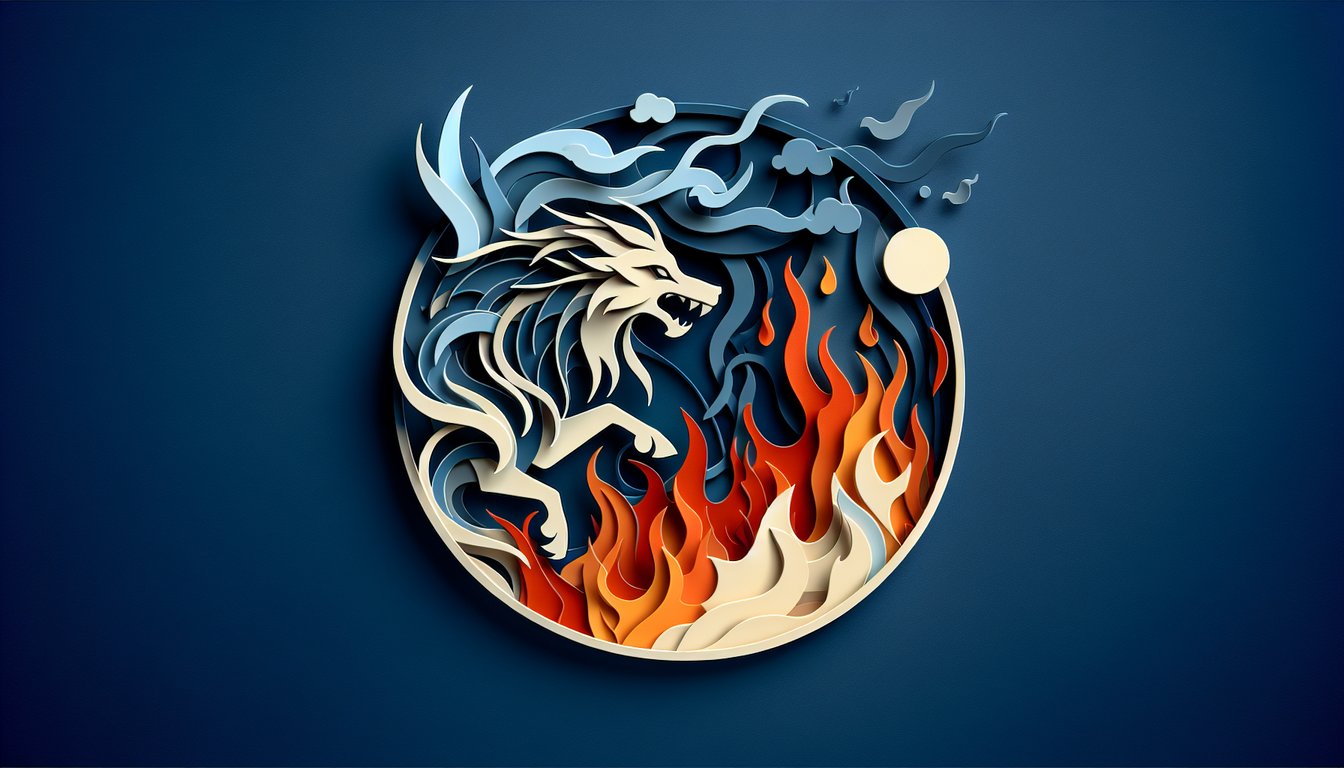 paper art layers form savage quiz title with fierce paper shapes and bold design on dark blue background