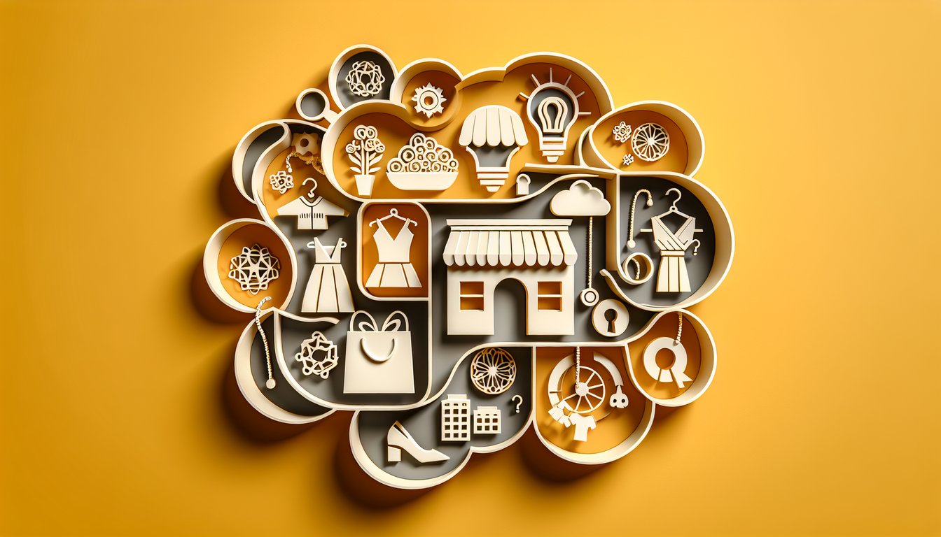 Paper art illustration for a style-based quiz on a golden yellow background