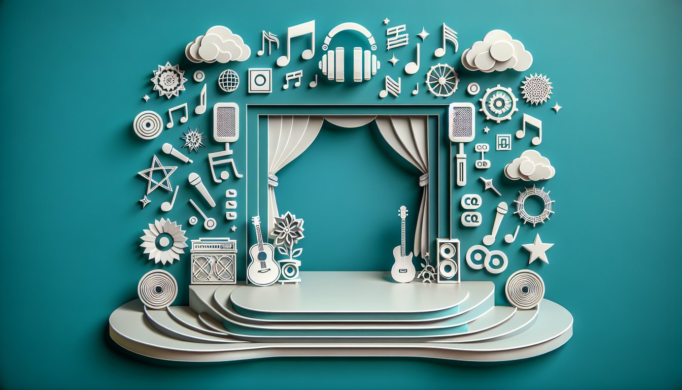 Paper art illustration for Belieber knowledge quiz on a teal background