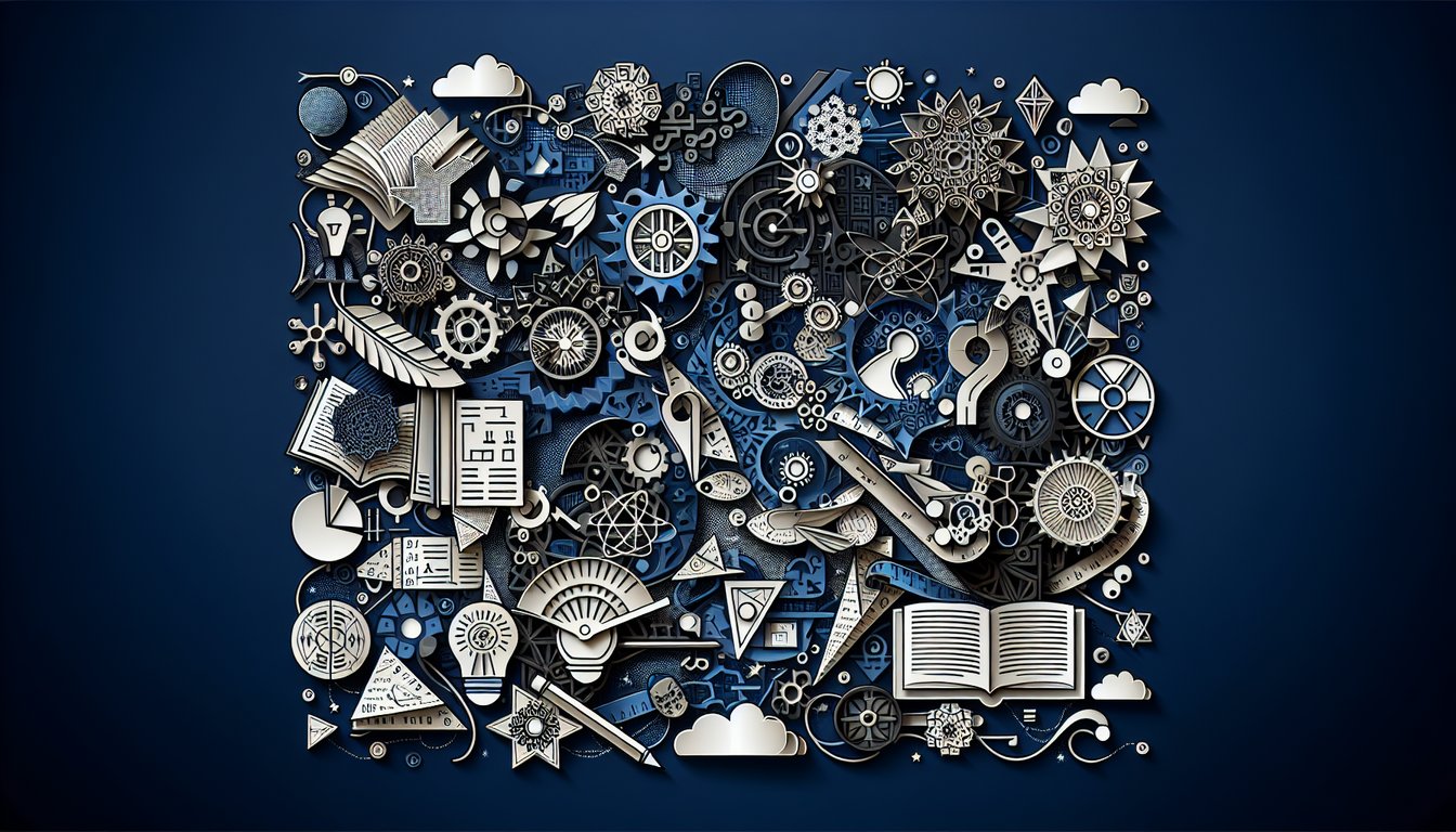 Paper art representing a trivia quiz challenging high school students in various subjects.