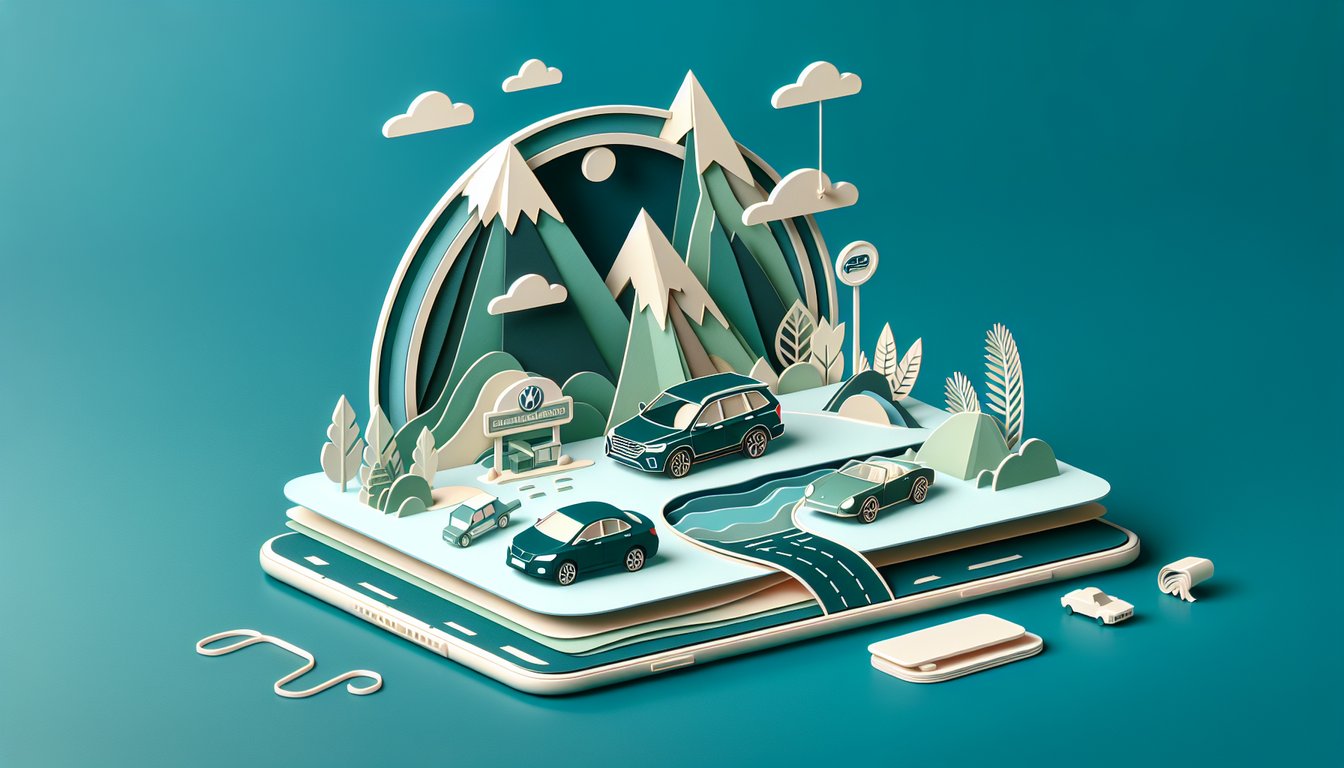 Paper art illustration featuring Subaru cars above quiz title Discover your ideal ride on teal background