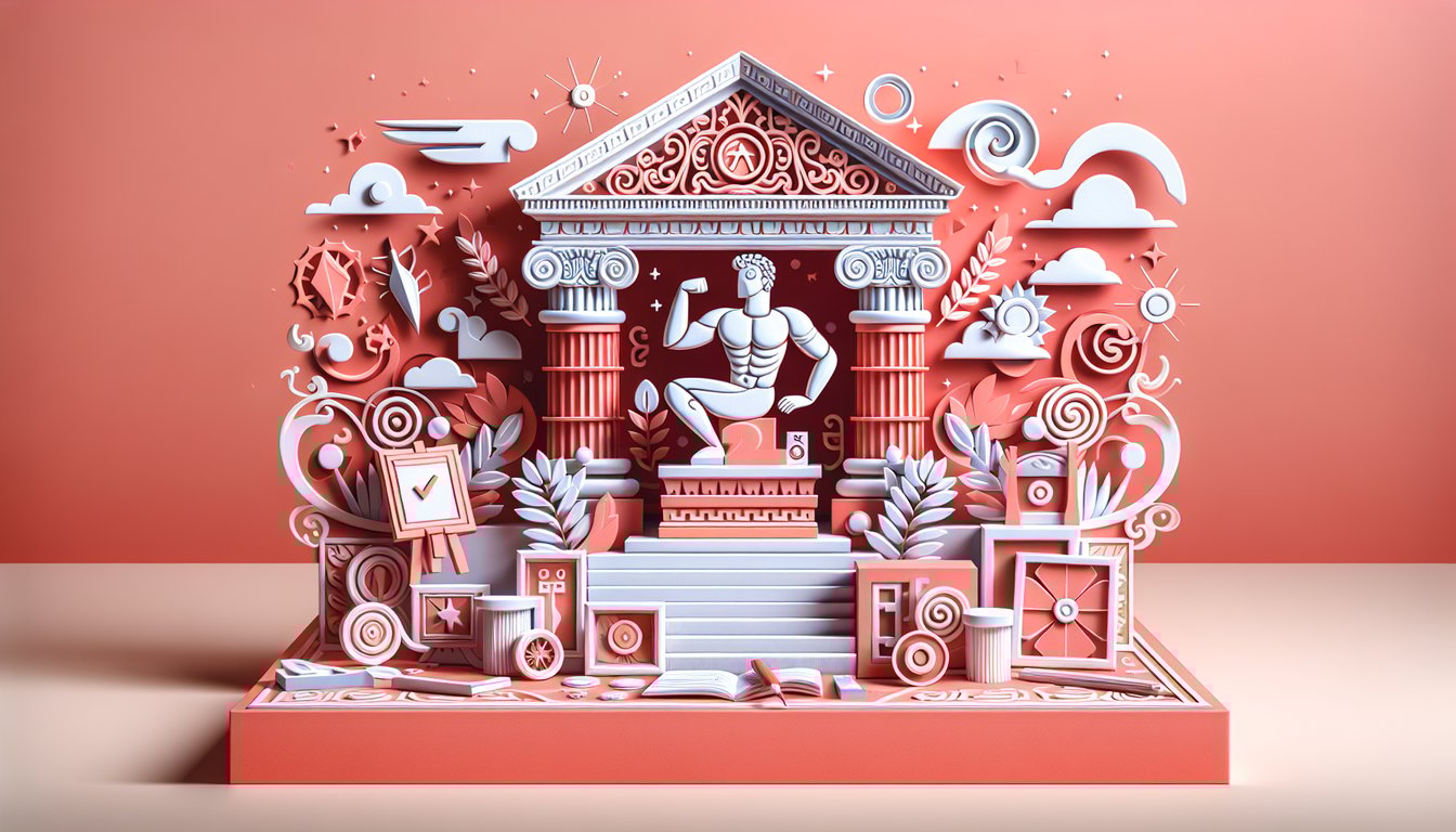 Paper art illustration for rice purity test quiz on a coral background