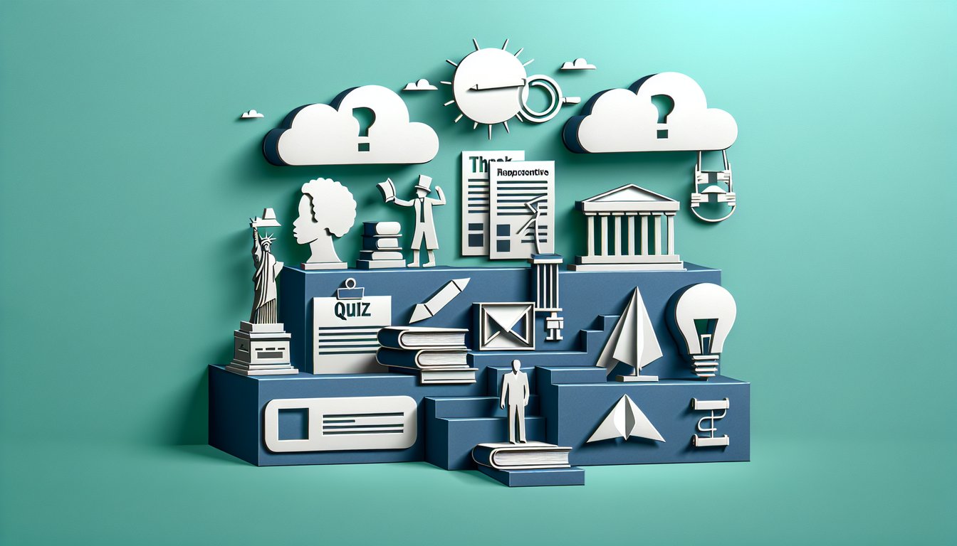 Paper art illustration for Black History quiz on teal background