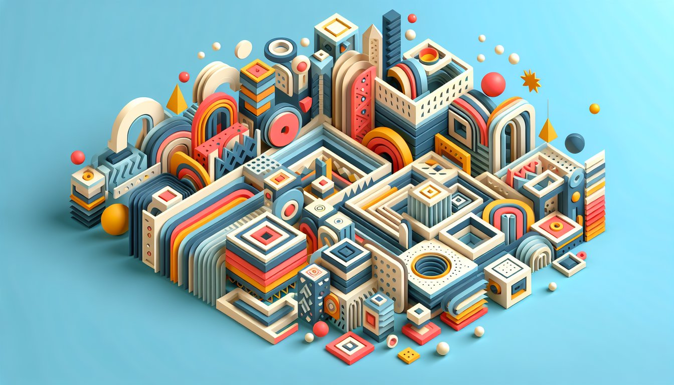 Paper art illustration for shape skills quiz on sky blue background