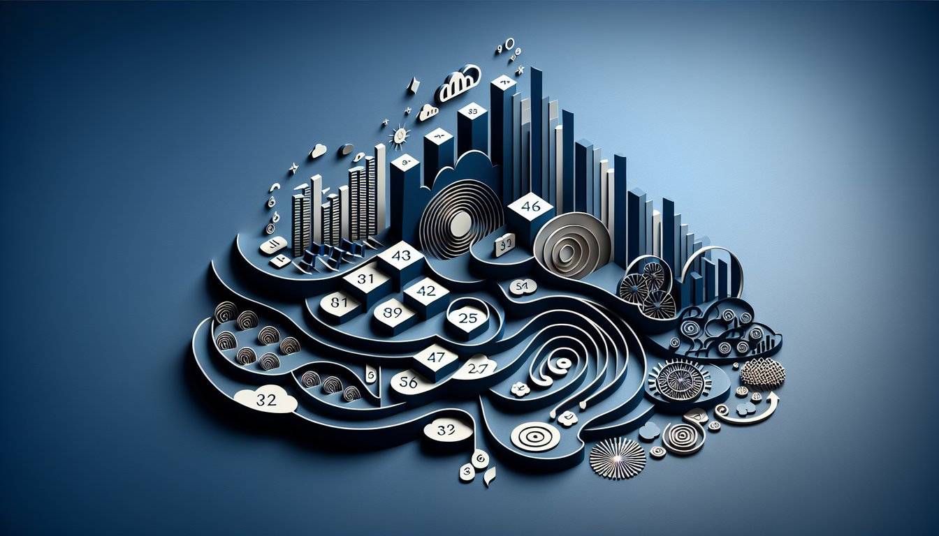 paper art numbers forming a sequence on layered sheets over dark blue background symbolizing a sequence and series IQ quiz
