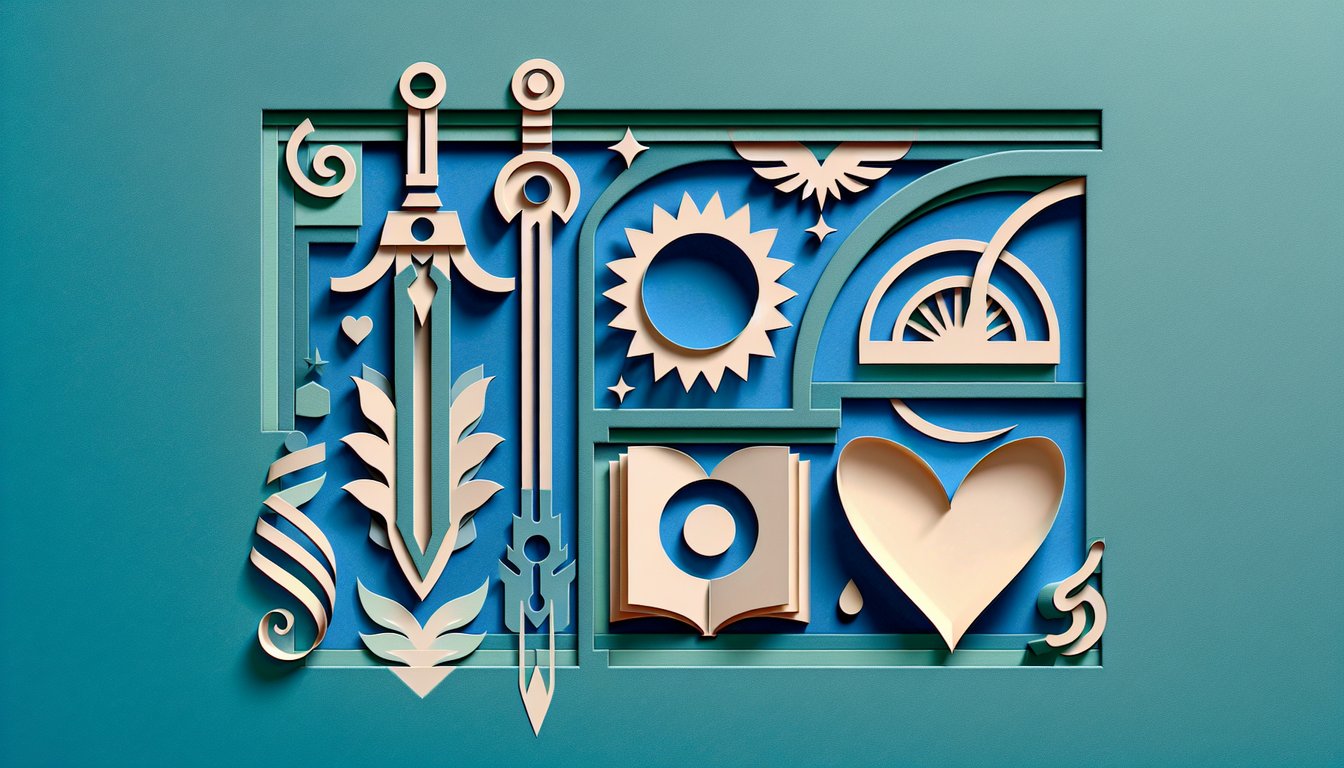paper art illustration shows stylized Final Fantasy male hero silhouettes with personality quiz title on teal background