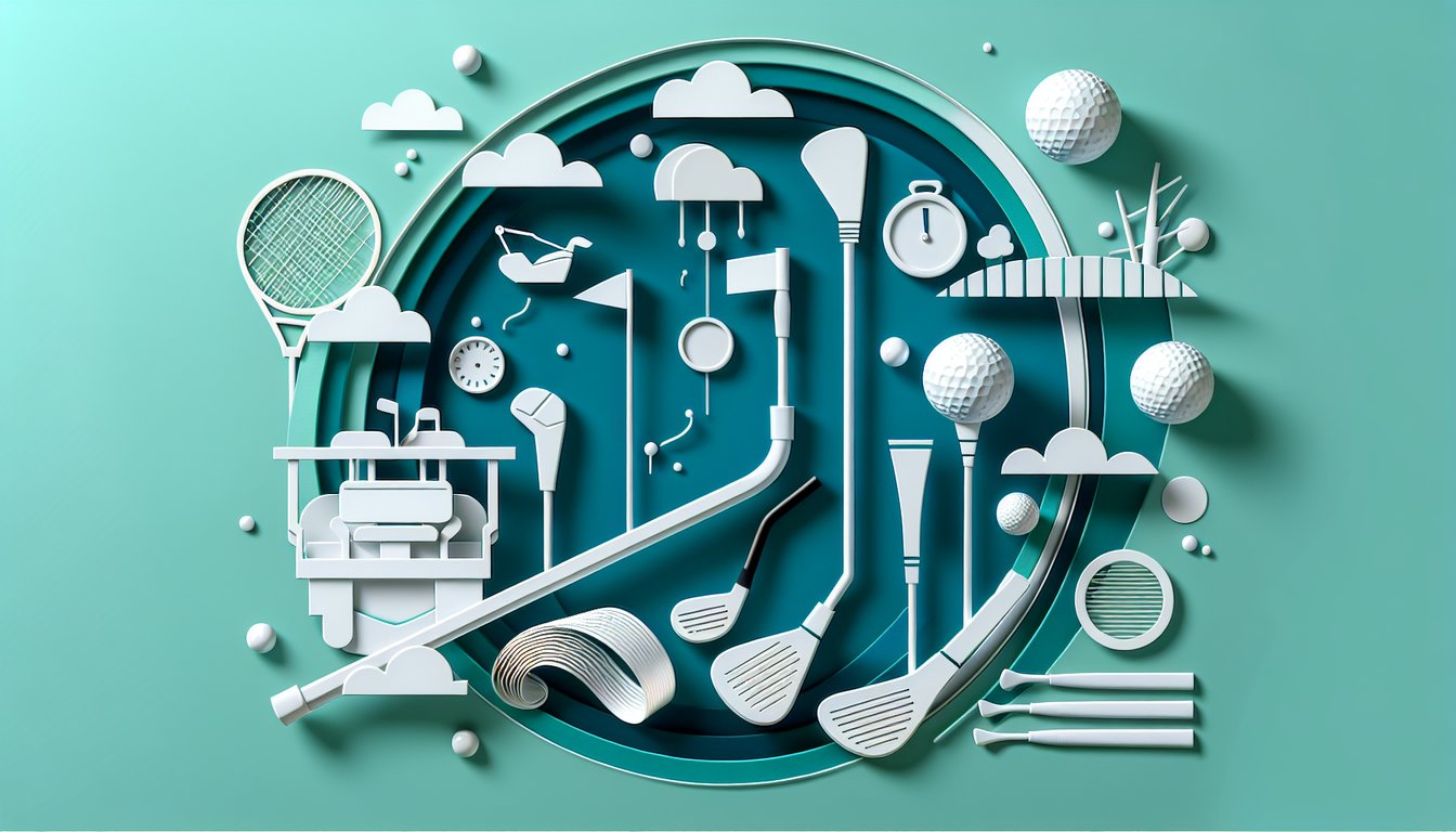 Paper art illustration for a golf driver quiz on a teal background