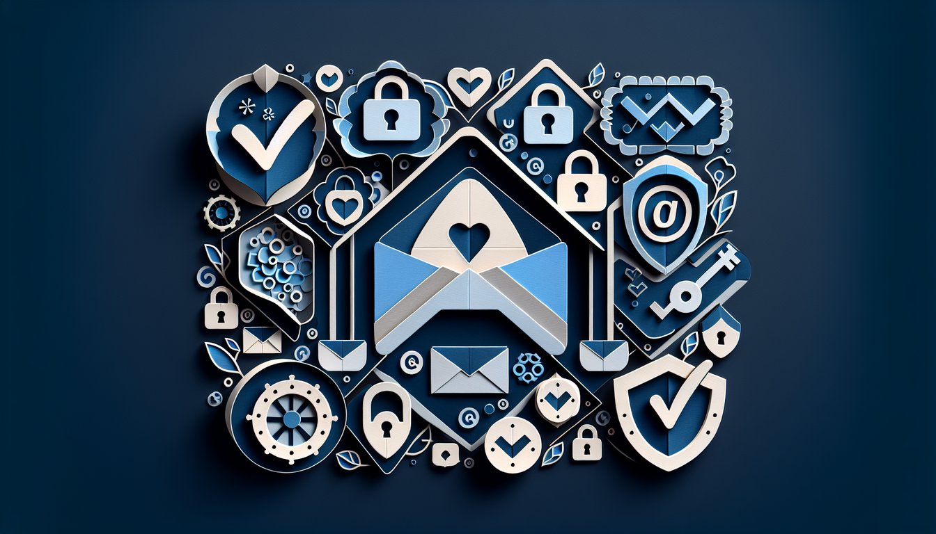 Colorful paper art depicting elements related to Email Security and Compliance Quiz