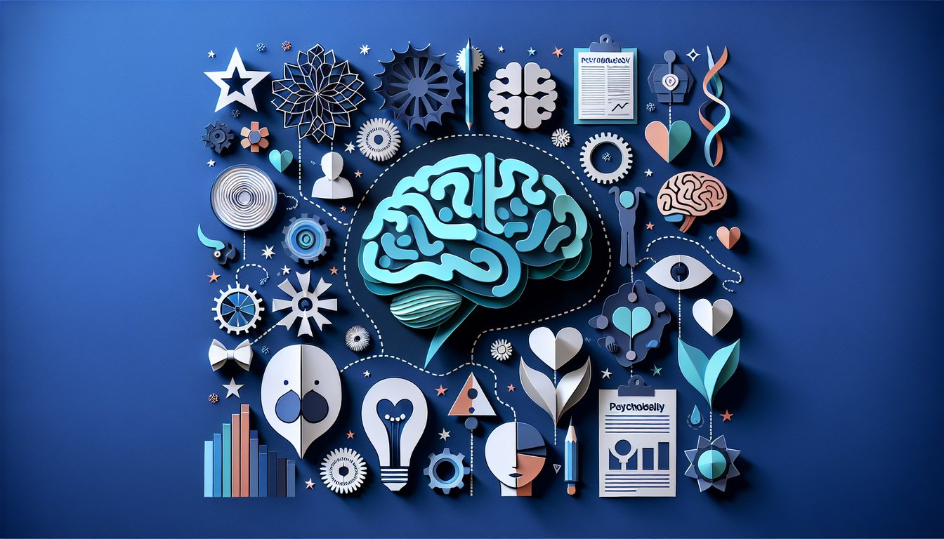 Colorful paper art promoting a Psych 101 final exam trivia quiz for college freshmen.