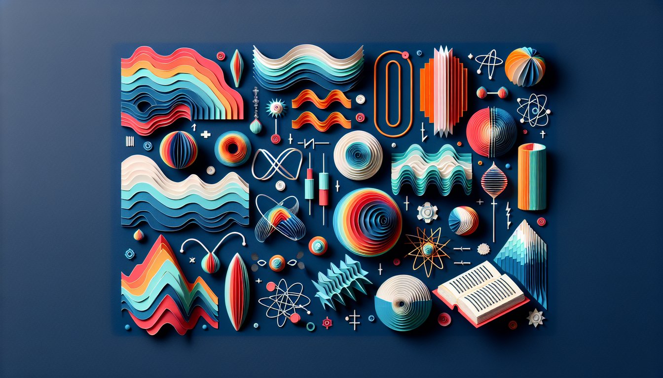 Colorful paper art promoting Wave Anatomy trivia quiz for high school physics students.