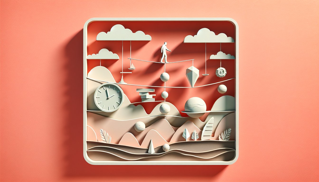 Paper art quiz illustration on a coral background about discovering your desperation level.