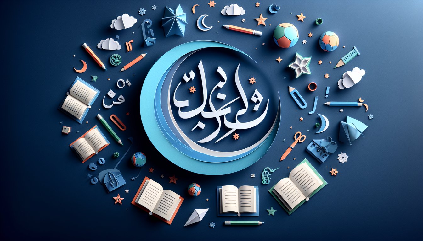 Interactive Arabic Alphabet Challenge quiz art for middle school students learning Arabic.