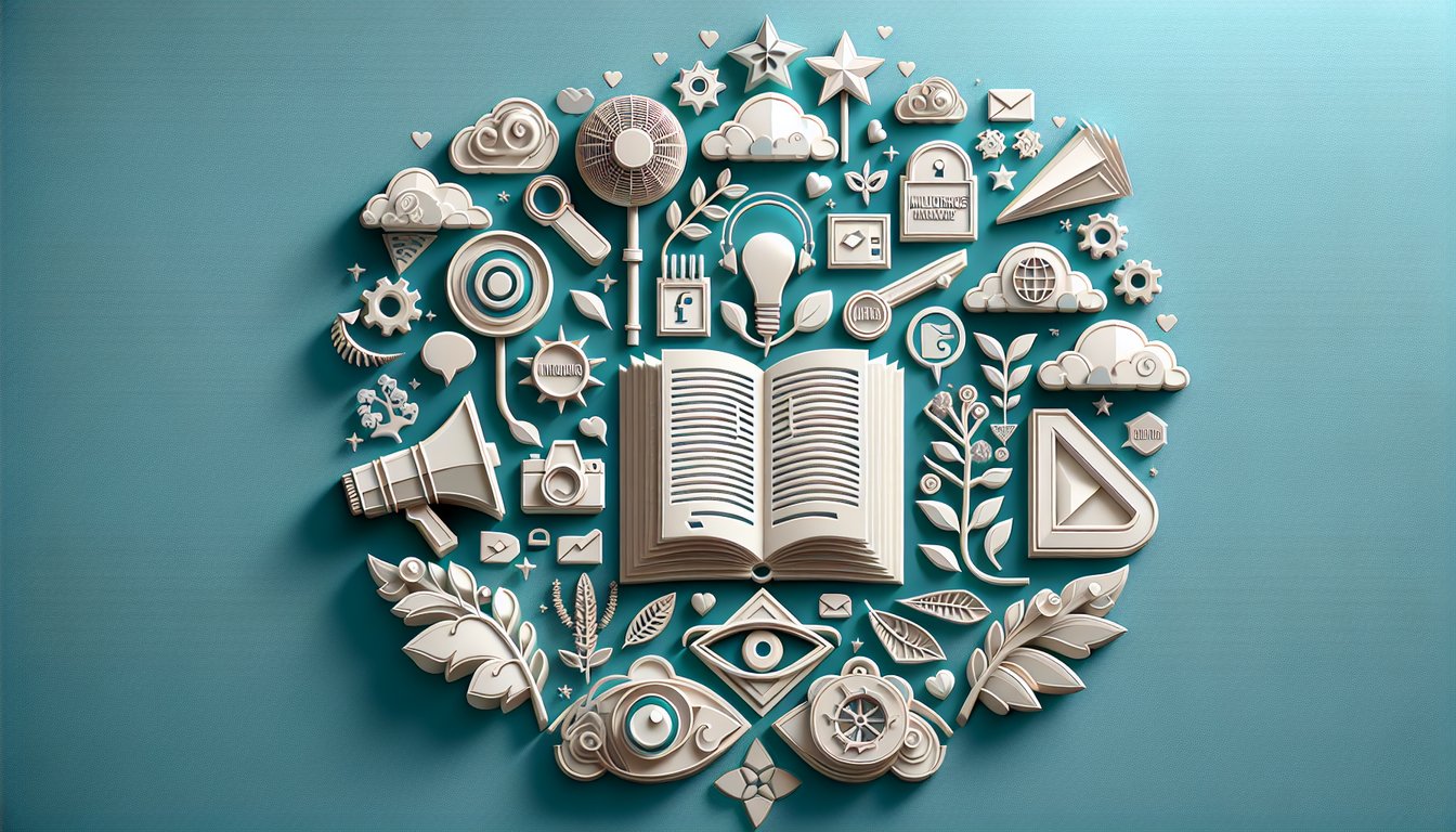 Paper cutout style social media quiz graphic showing influencer and storyteller icons on teal background.