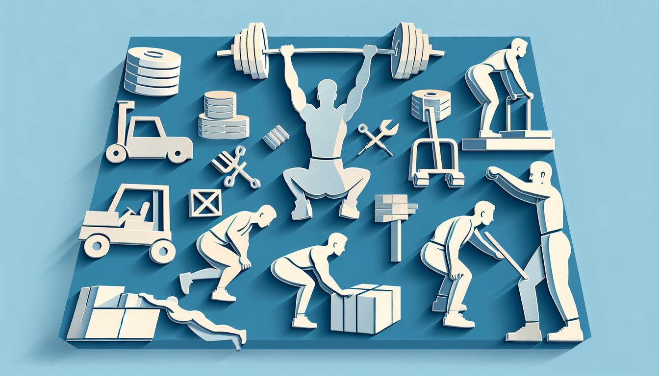 Paper art illustration for ergonomics of lifting quiz on sky blue background
