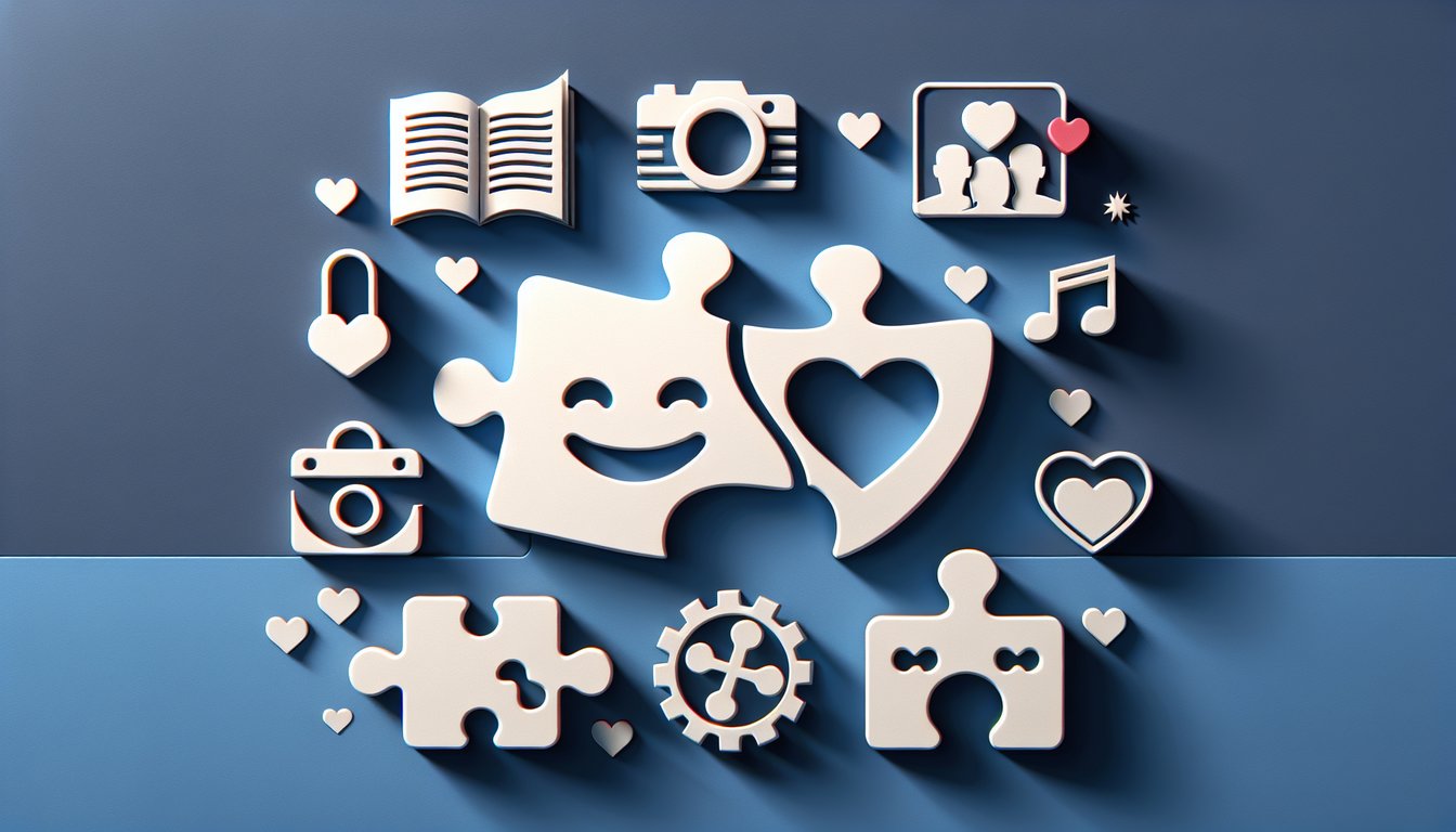 Paper art illustration for Would I Date You Quiz with fun personality and compatibility questions on dark blue background