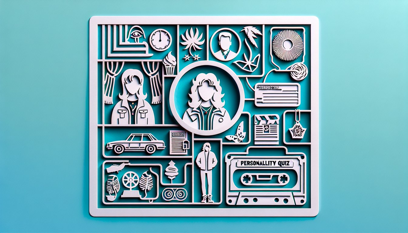 Paper cut illustration of stylized 90s teen characters in horror scene with layered shapes and shadows on teal background
