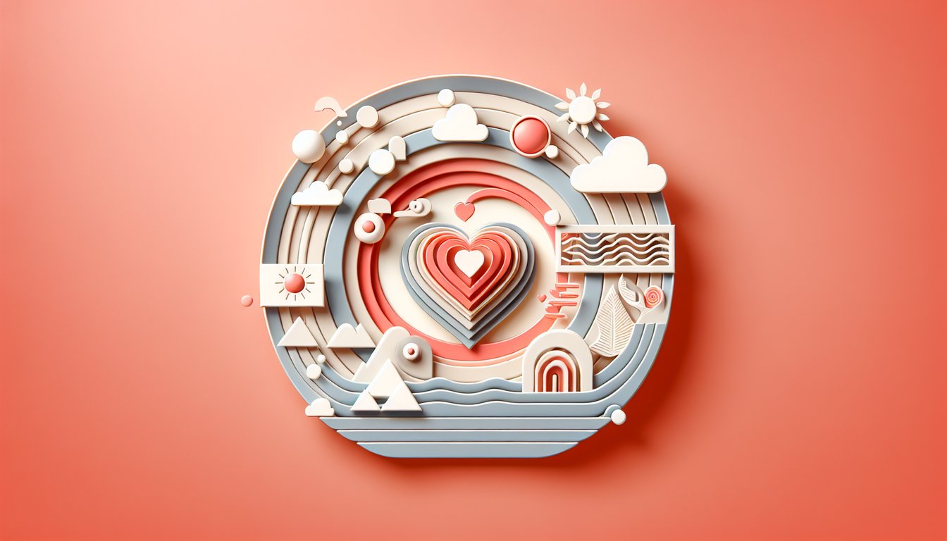 Paper art quiz illustration on reuniting with ex on a coral background