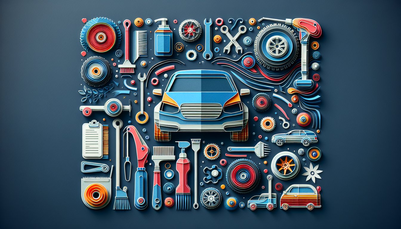 Colorful paper art design for Automotive Detailing Knowledge Assessment quiz