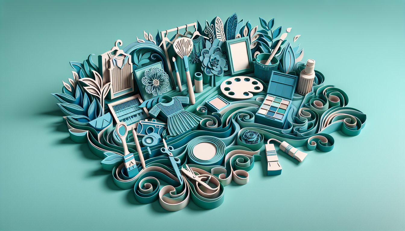Paper art illustration for aesthetic style quiz on a teal background