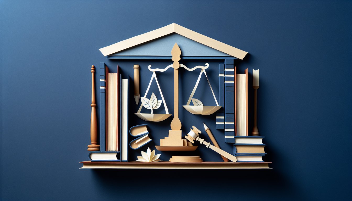 Colorful paper art representing a trivia quiz on the 8th Amendment for high school students.