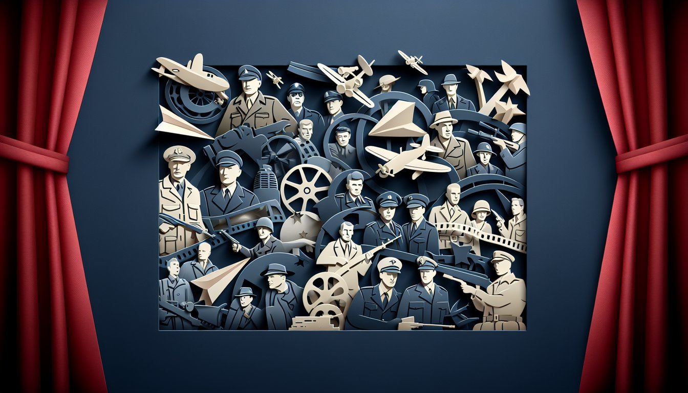 Paper art collage of Inglourious Basterds characters on dark blue background promoting cast quiz.