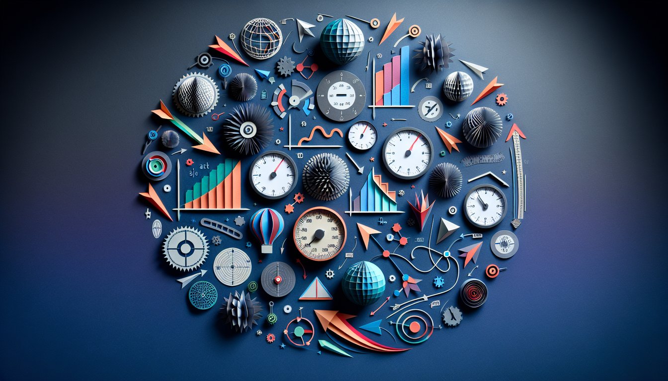 Paper art depicting a trivia quiz on graphing acceleration for high school physics students.