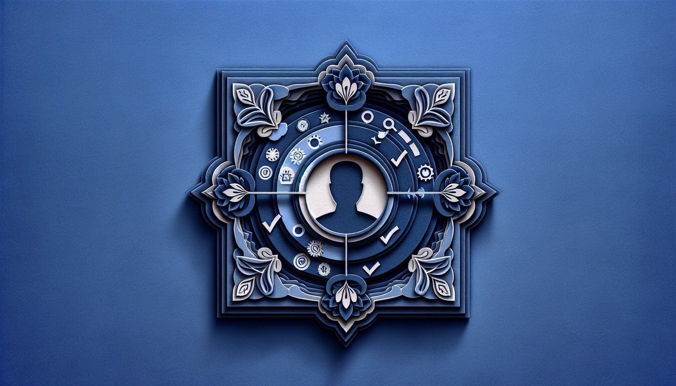 paper cut illustration showing team puzzle pieces and question marks on dark blue background for personality quiz