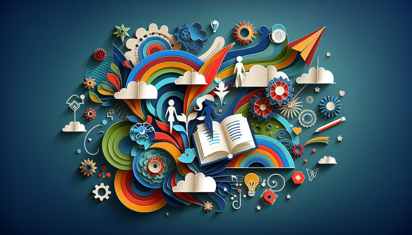 Colorful paper art promoting a dynamic vocabulary quiz titled Cease Whats the Meaning