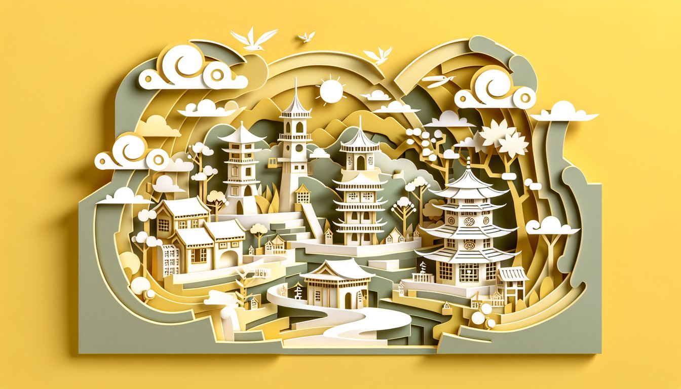 paper art style ninja headbands representing Naruto shinobi villages on golden yellow background for quiz