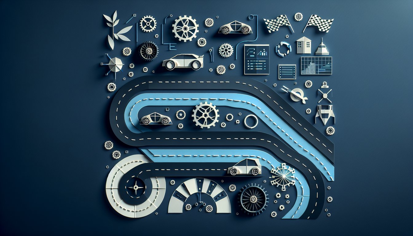 Paper art featuring autonomous racing cars, signaling the start of a knowledge quiz.