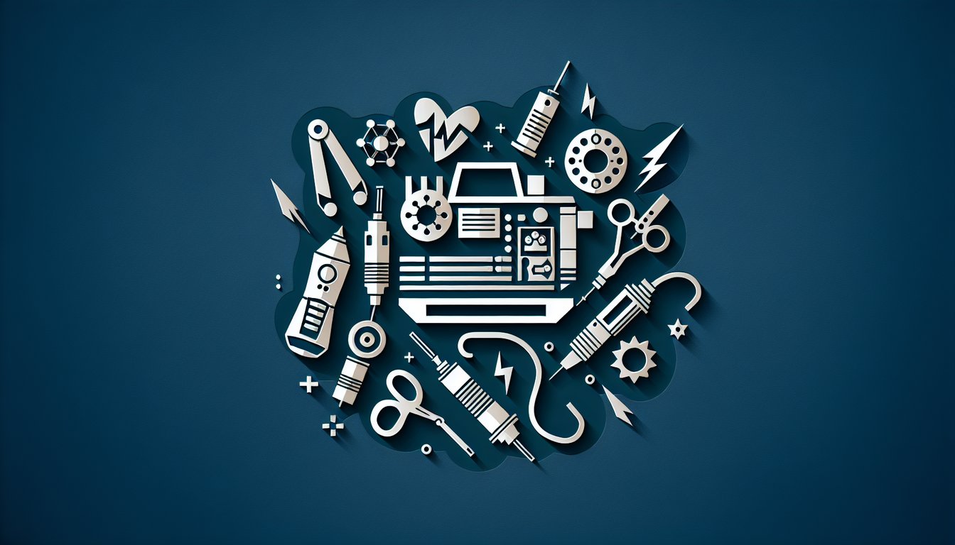 Colorful paper art illustrating a quiz on Surgical Energy Device Knowledge Test