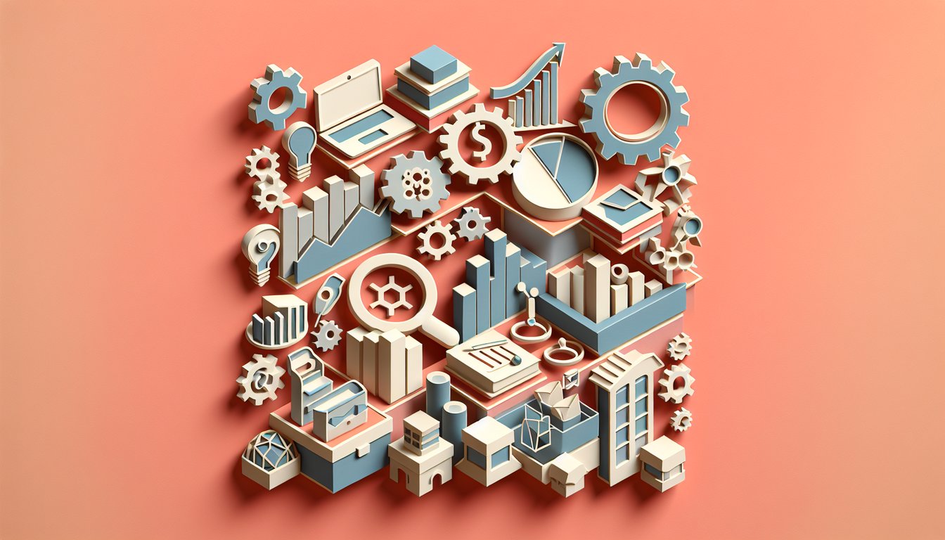 Paper art style illustration of supply and demand graph coins scales arrows quiz challenge on coral background