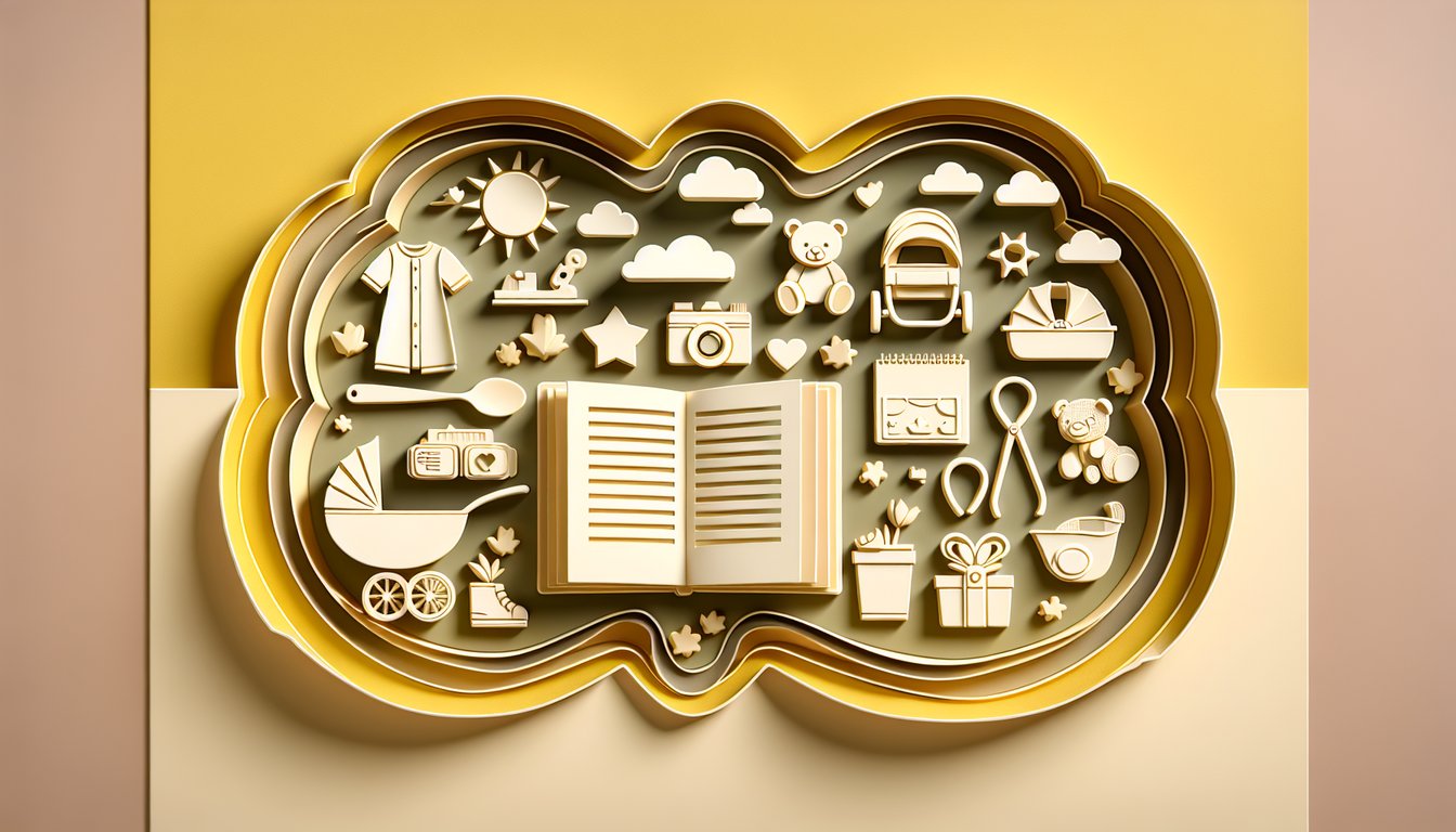 Paper art illustration for parenting style quiz on a golden yellow background