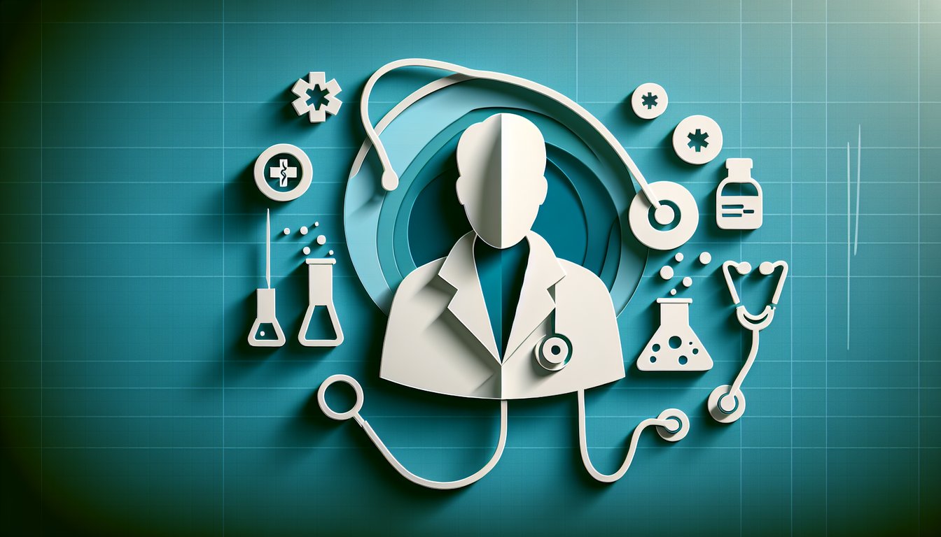 Paper art illustration for House MD style quiz on teal background