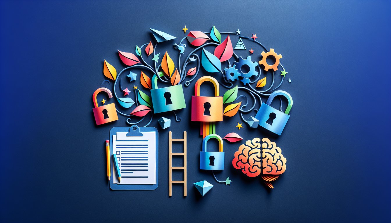 Paper art illustrating a trivia quiz on language functions for high school students.
