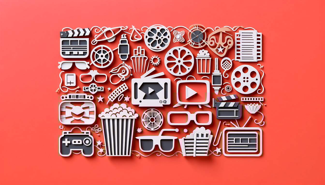 Paper art illustration for Hulu What Should I Watch quiz on a coral background