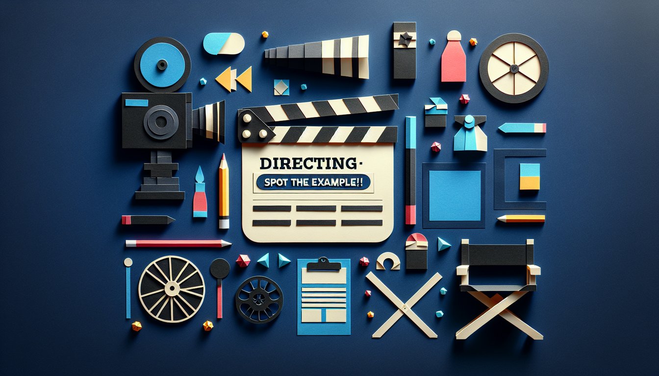 Paper art promoting a high school film studies trivia quiz on directing techniques