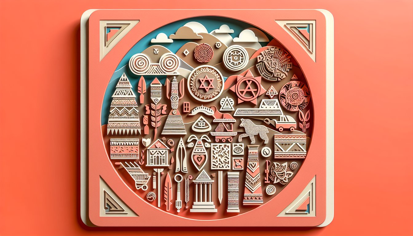 Paper art illustration for Israel tribe discovery quiz on a coral background
