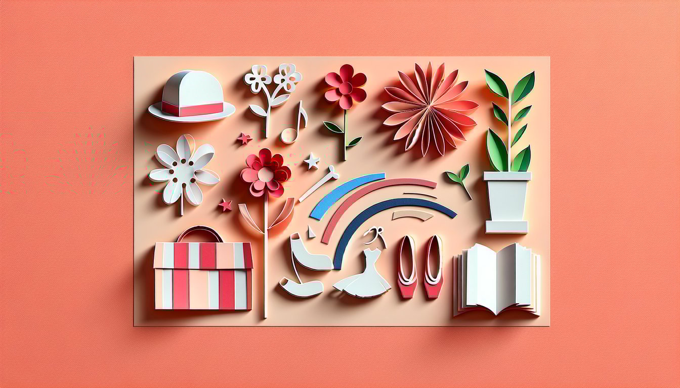 Paper art illustration of six stylized pony silhouettes on coral background with quiz title and playful paper cut elements