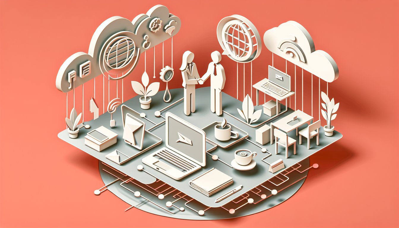 Paper art illustration for workplace instincts quiz on coral background