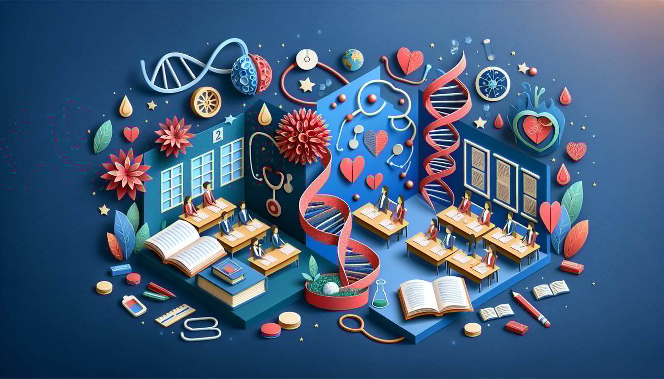 Paper art depicting a trivia quiz for the Health Science Challenge for high school students.
