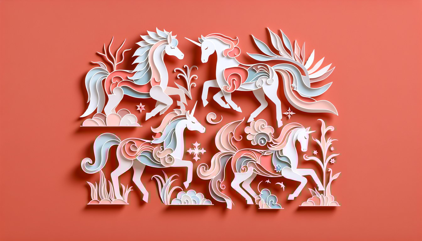 Paper art illustration for My Little Pony personality quiz on a coral background